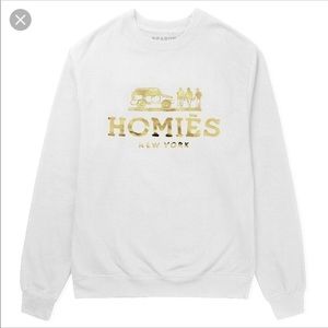REASON Homies White Sweatshirt with Gold Lettering